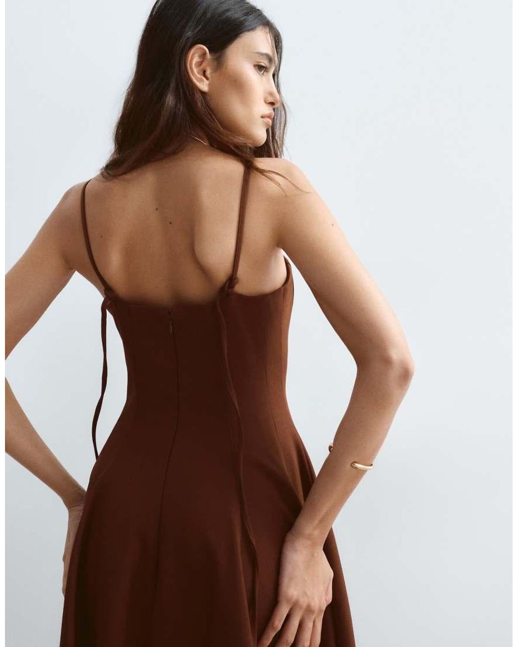 ARRANGE Brown Structured Cami Tulip Midaxi Dress