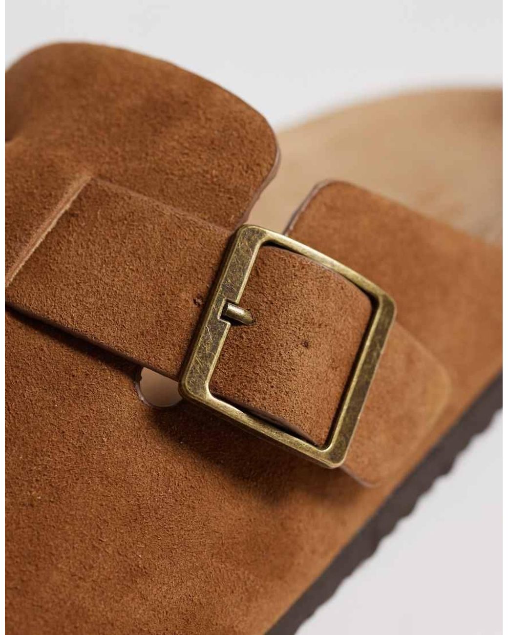 ASOS Mule Sandals With Cork Sole Bonded Suede-brown for men