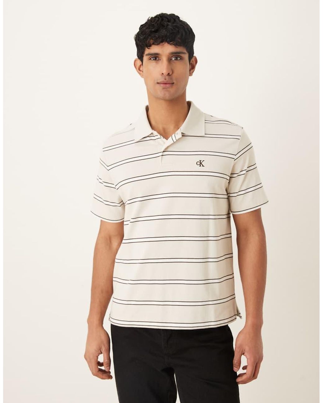 Calvin Klein White Jersey Polo Shirt for men