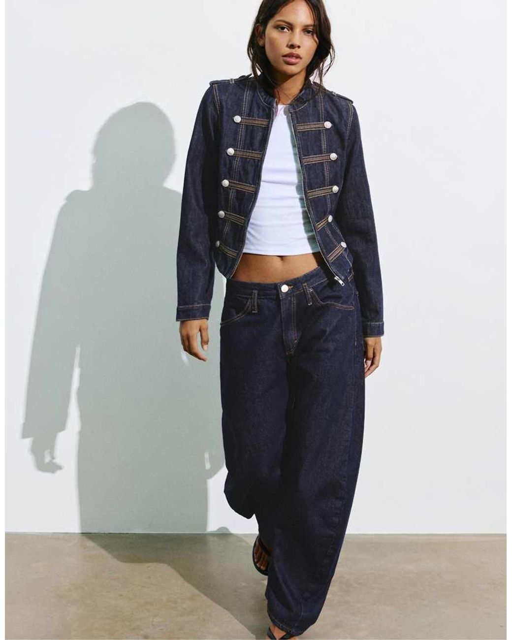 Pull&Bear Blue Denim Jacket With Toggle Buttons
