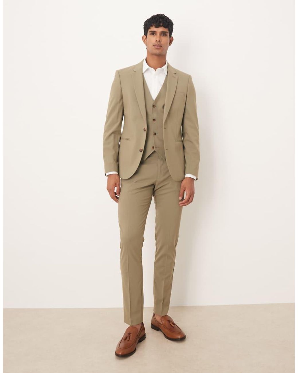 ASOS Skinny Colbert in het Natural voor heren