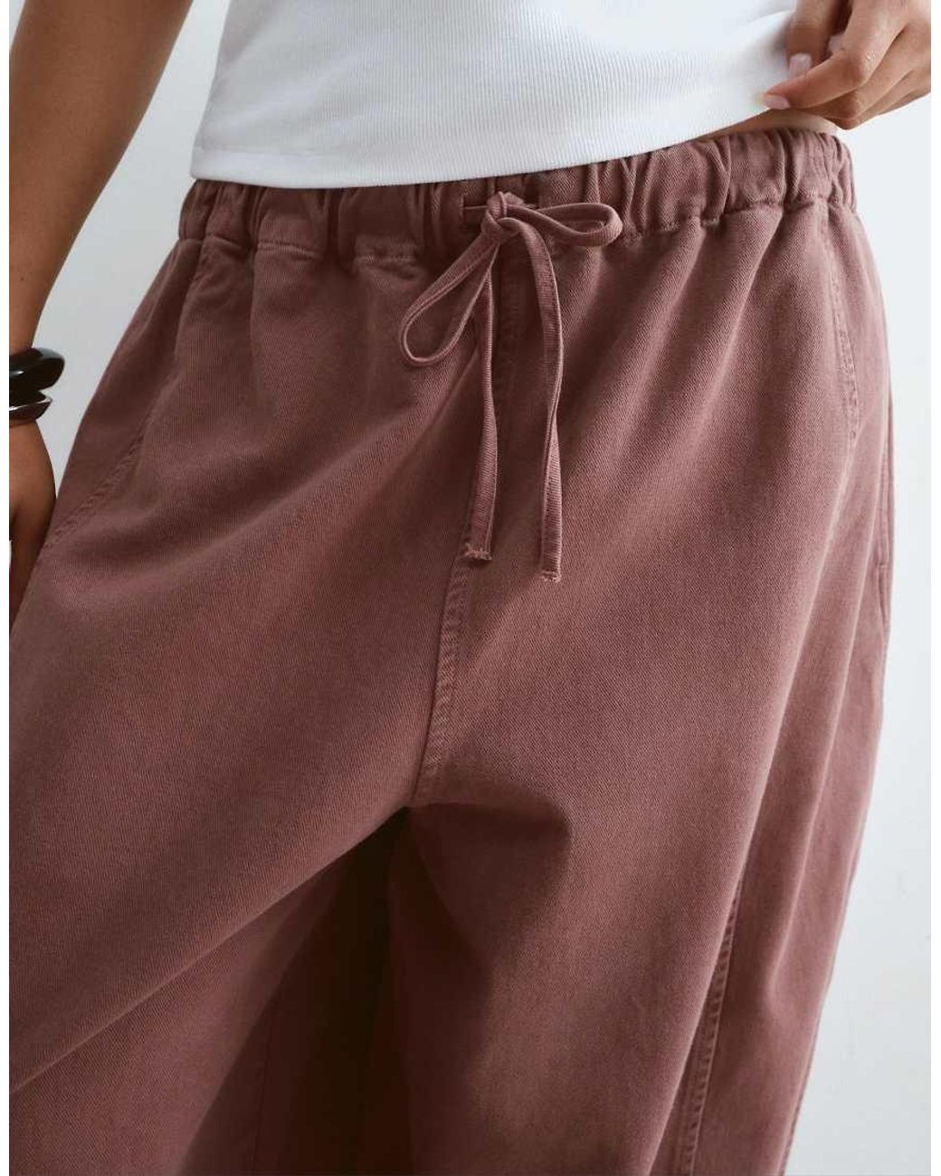 ARRANGE Brown Curve Willa Elasticated Waist Drawstring Trouser