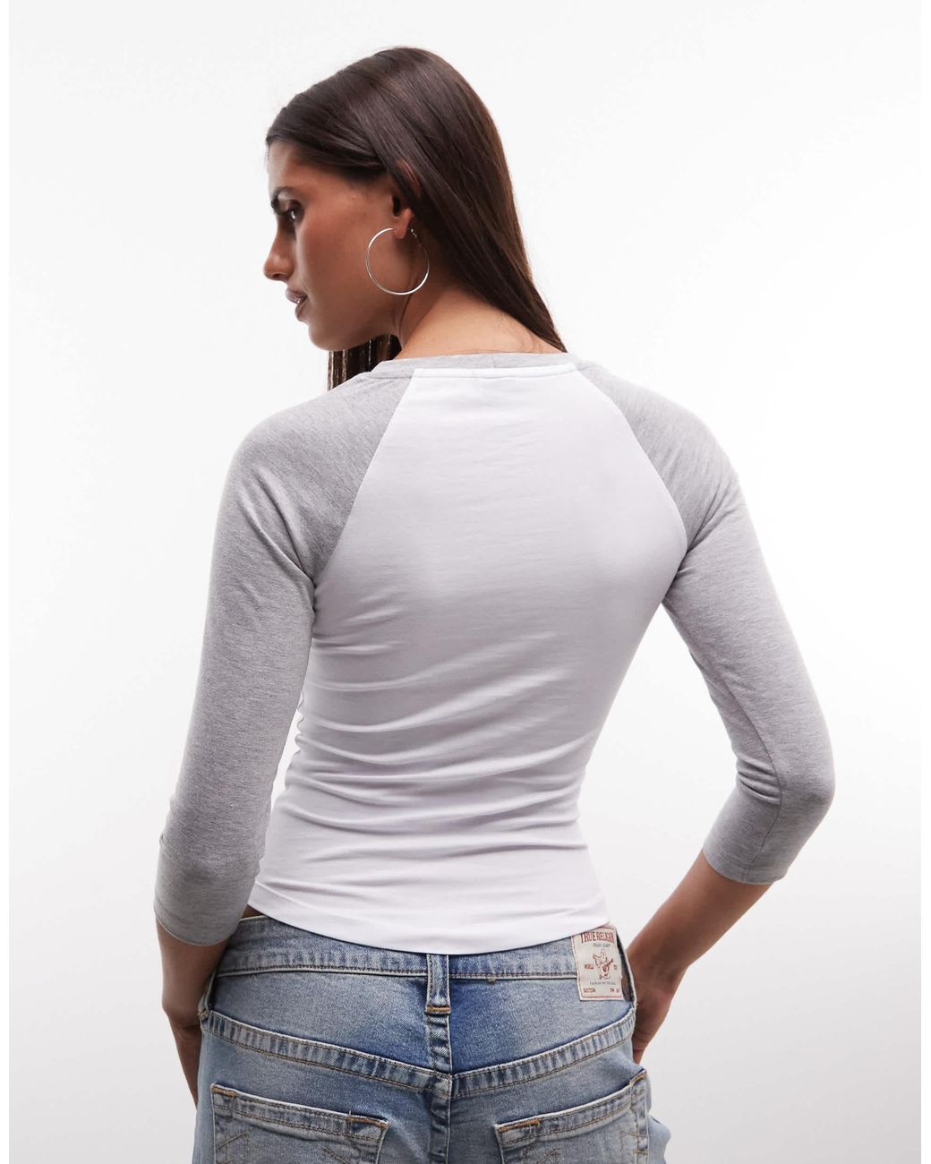 Collusion White 3/4 Sleeve Fitted Raglan