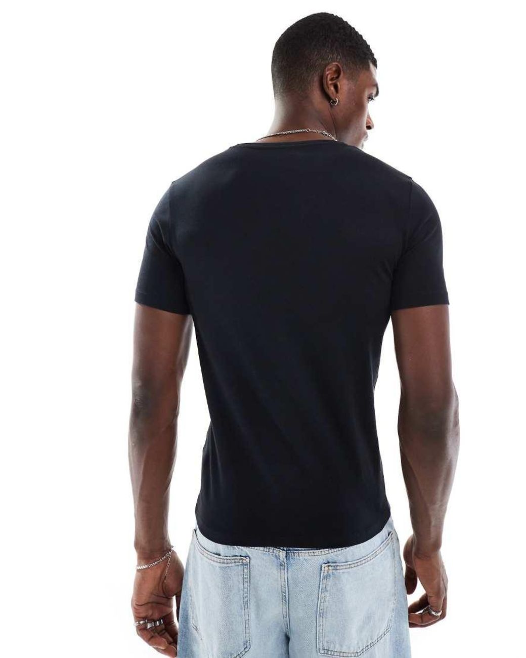 ASOS Black Essentials Muscle Fit T-shirt for men