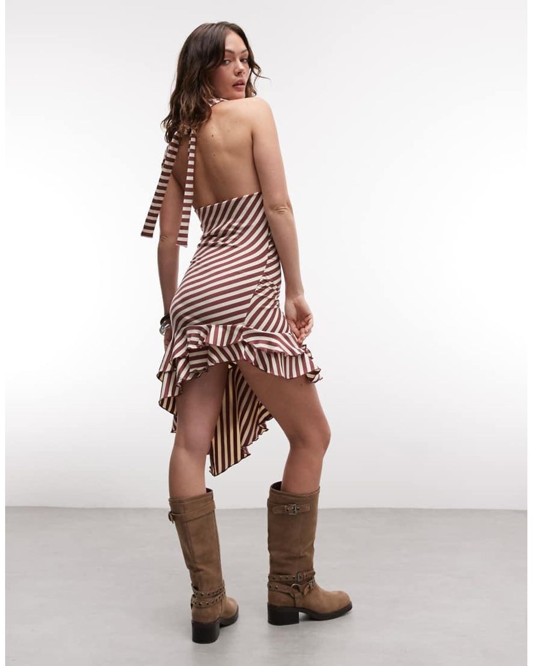 Daisy Street Red Asymmetric Cowl Neck Midi Dress