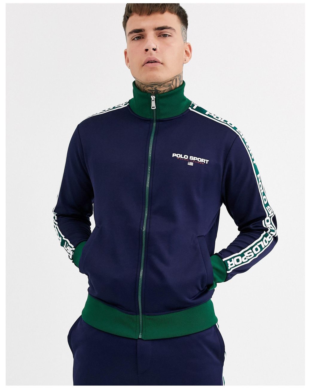 Polo Ralph Lauren Ralph Lauren Sport Capsule Logo Taping Full Zip Tricot Track Top in Blue for Men Lyst UK