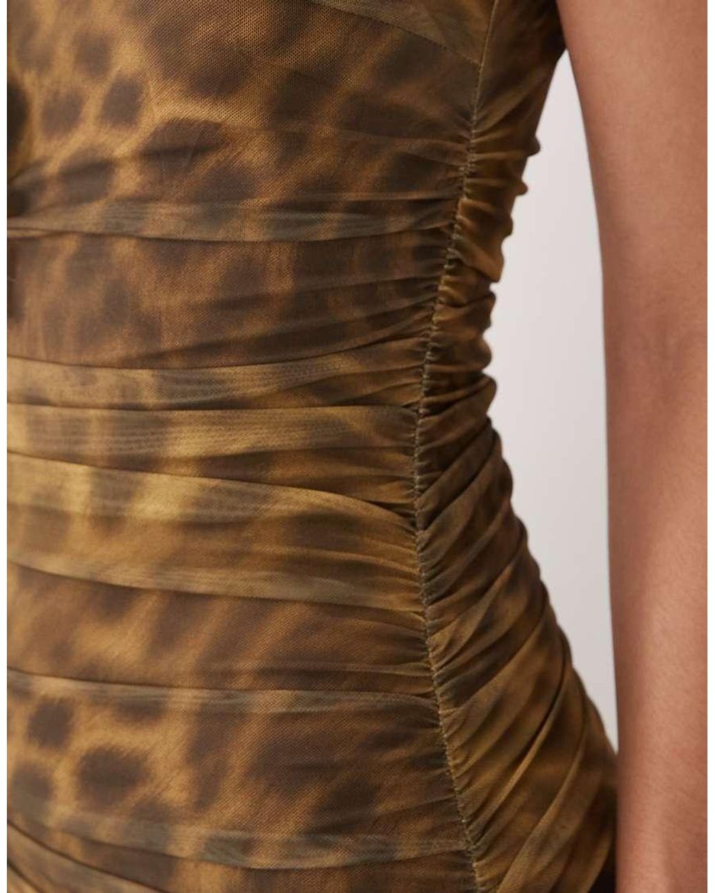 Ruched & Ready Natural Sculpting Mesh High Neck Sleeveless Drape Fishtail Hem Maxi Dress
