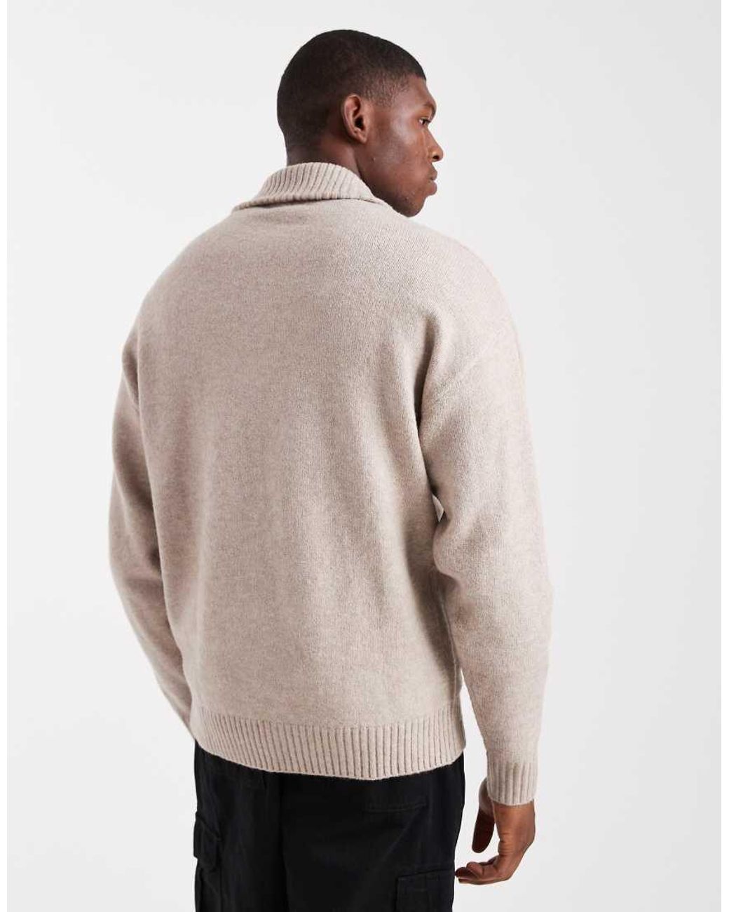 Jack & Jones Natural Fluffy Quarter Zip Jumper for men