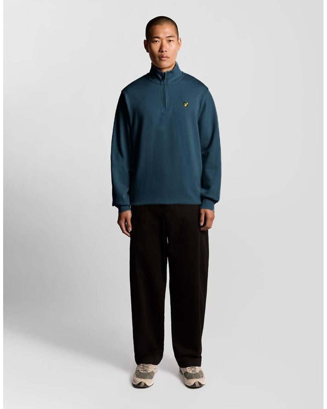 Lyle & Scott Blue Mid Layers Quarter Zip Pullover Sweatshirt for men