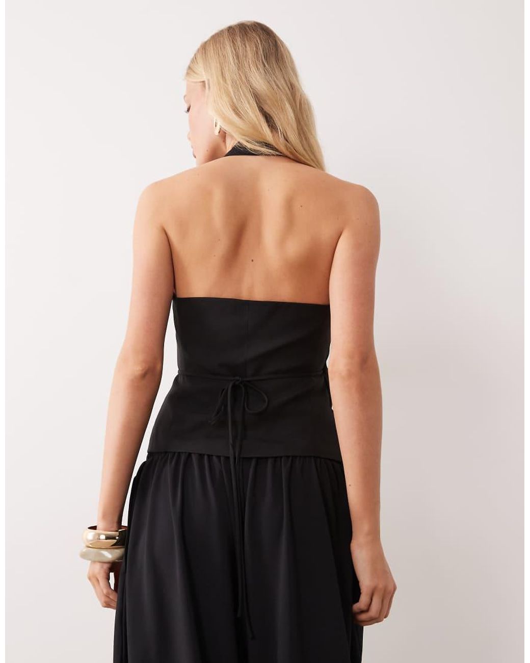 Mango Black Tailored Halterneck Sleeveless Top