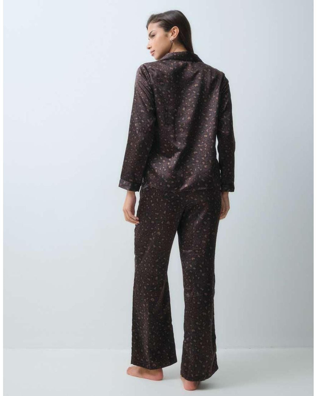 New Look Black Satin Revere Pyjamas
