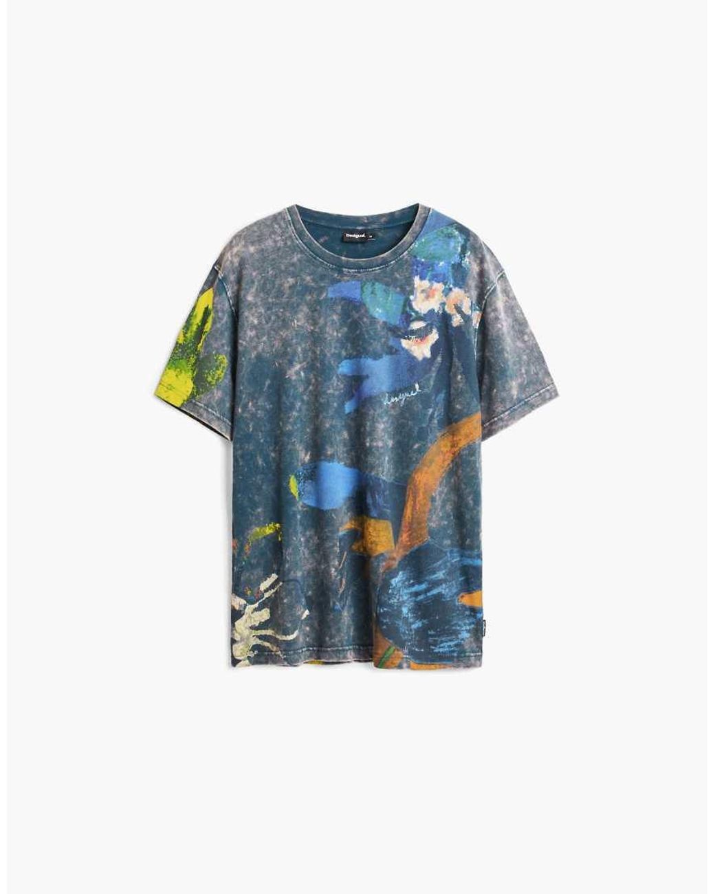 Desigual Blue Printed Arty T-Shirt for men