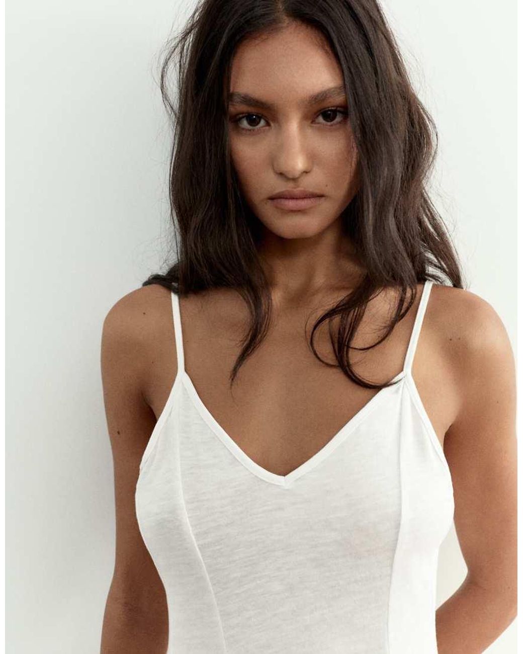 Pull&Bear White Short Strappy Flared Dress