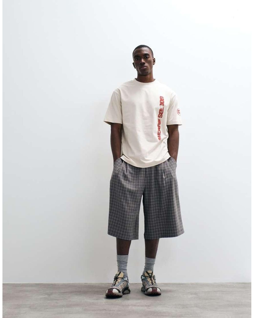 ASOS Gray Relaxed T-Shirt With Text Graphic for men