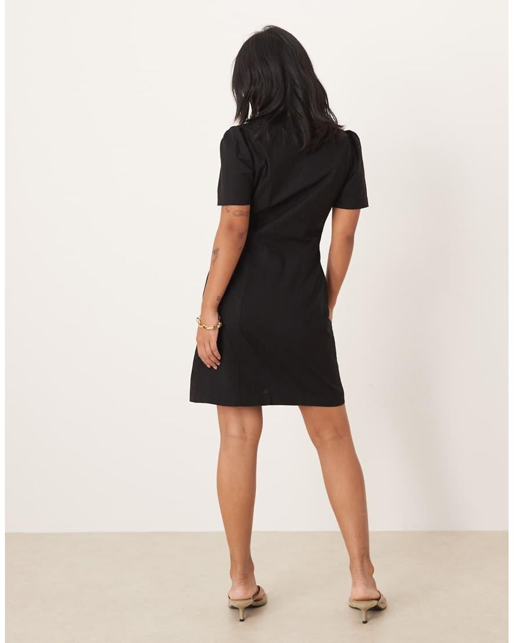 Nobody's Child Petite Black Tara Puff Sleeve Tailored Mini Dress