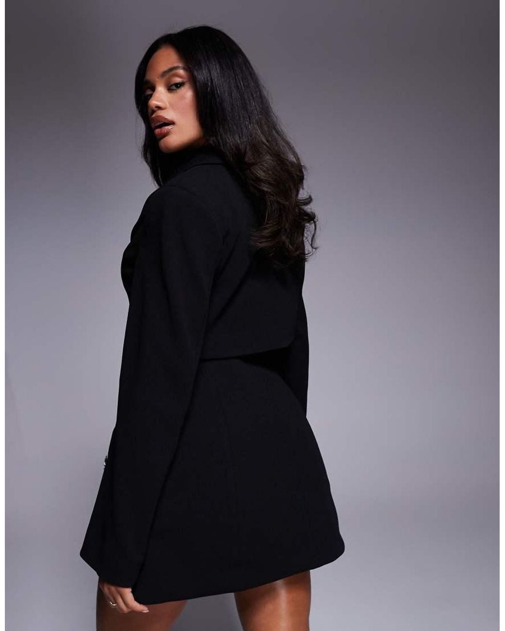 ASOS Blue Structured Tailored Embellished Long Sleeve Dress