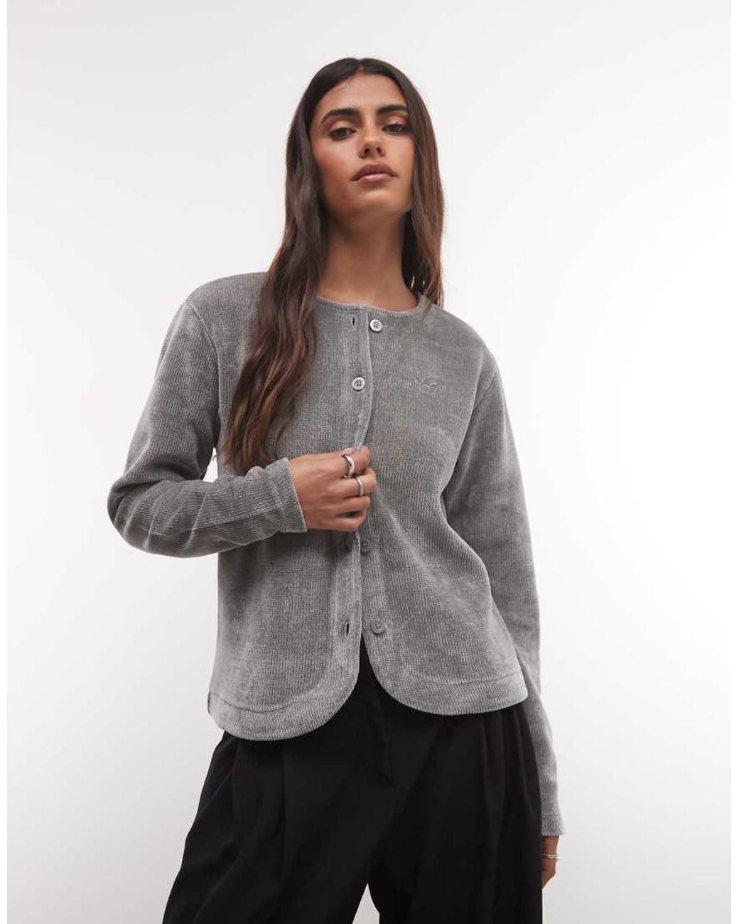 Adidas Originals Gray Chenille Cardigan