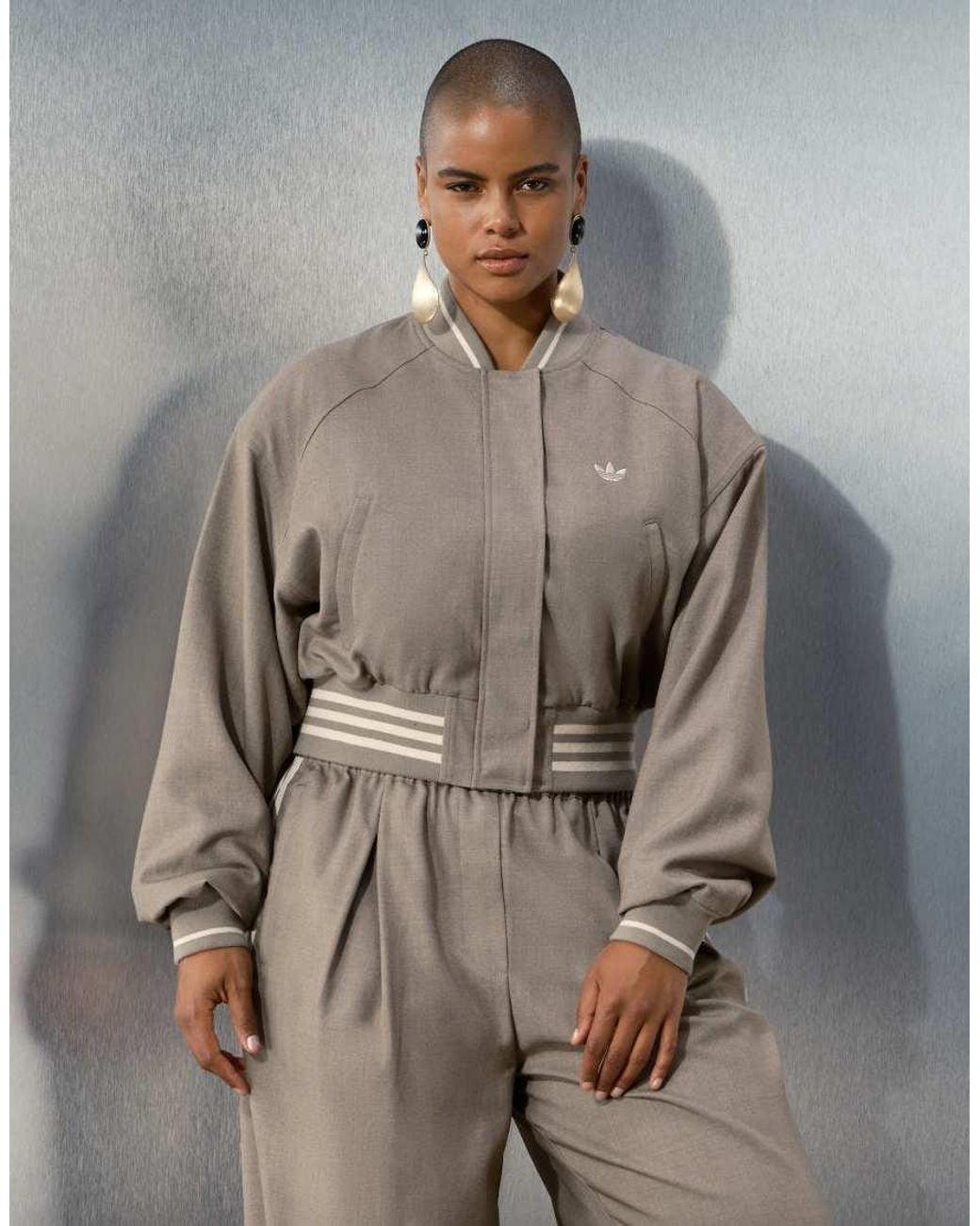 adidas Originals x ASOS Brown Regular Fit Tailored Bomber Jacket With Shoulder Pads
