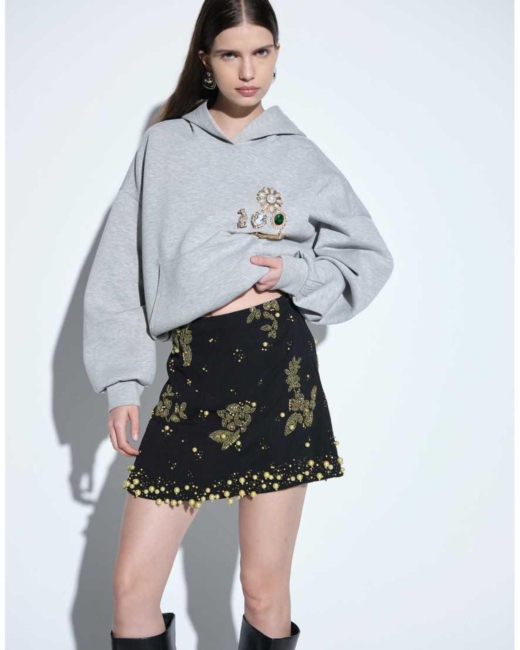 ASOS Black Bead Embellished Mini Skirt