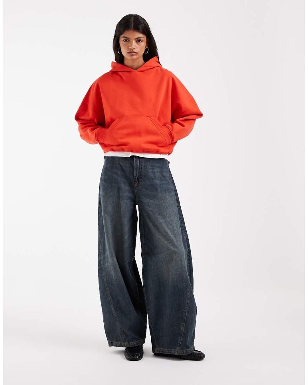 ASOS Red Boxy Brushback Hoodie