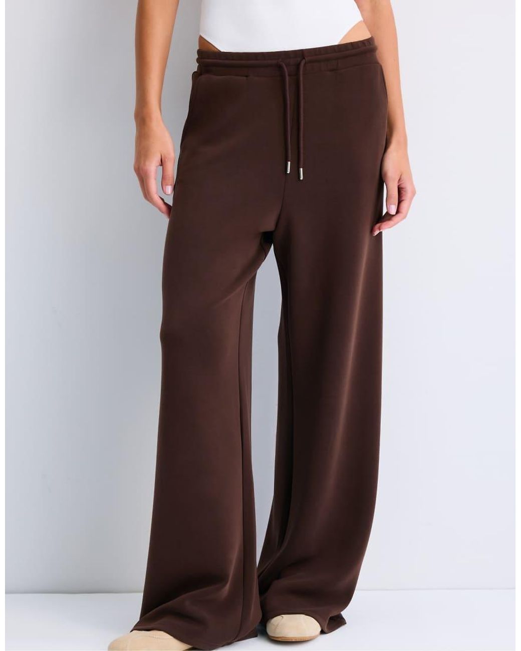 Stradivarius Brown Soft-Touch Palazzo Trousers