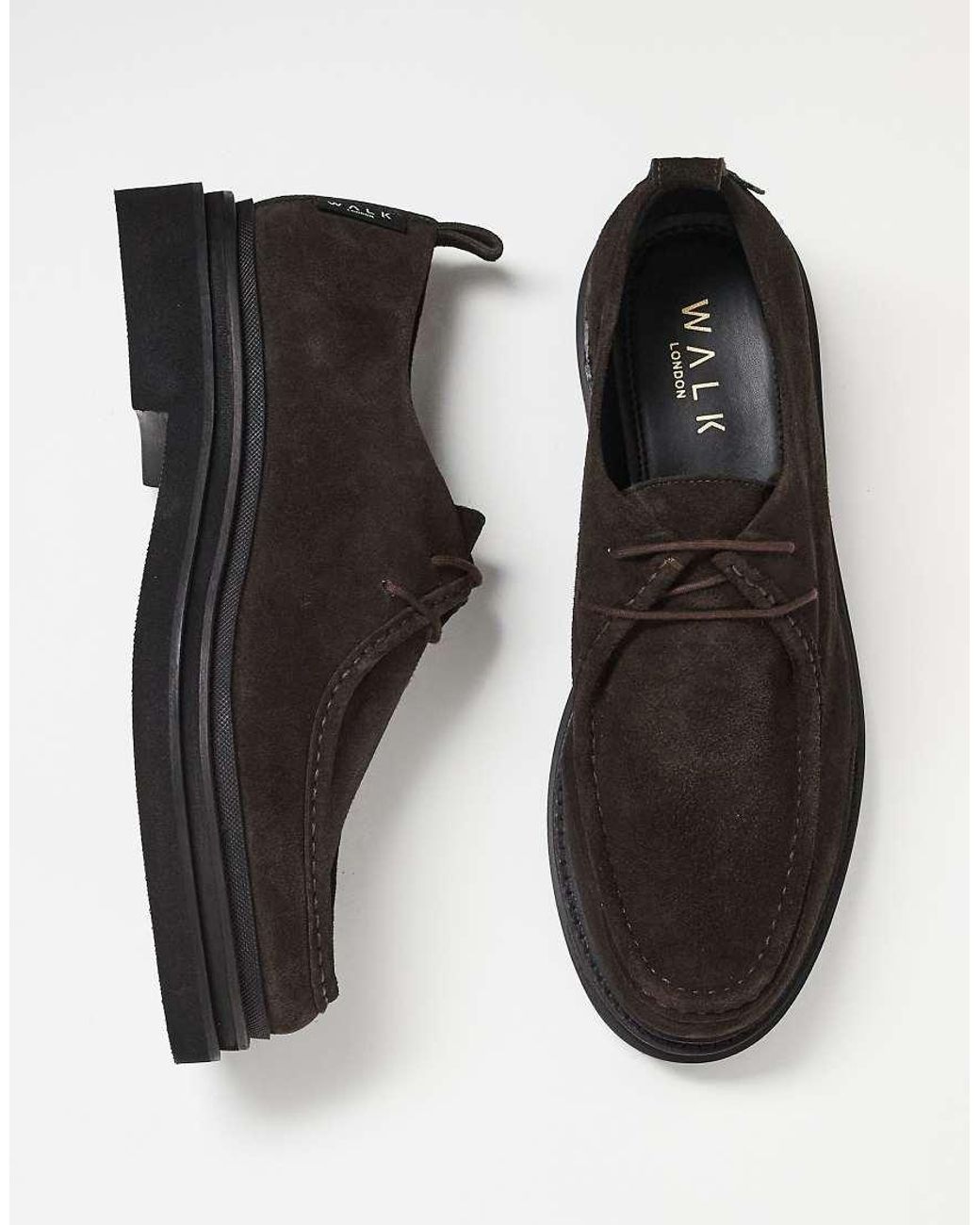 Walk London Black Brooklyn Apron Shoes for men