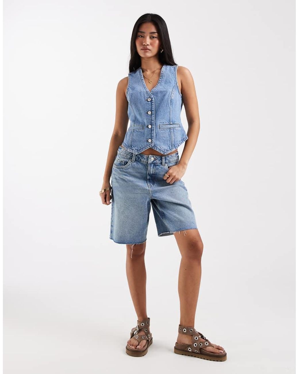 New Look Blue Denim Waistcoat