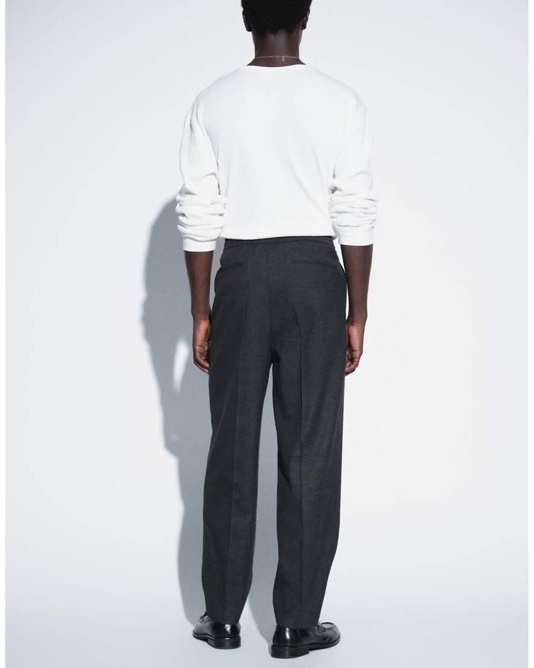 ASOS Gray Tailored Pull On Relaxed Tapered Trousers for men