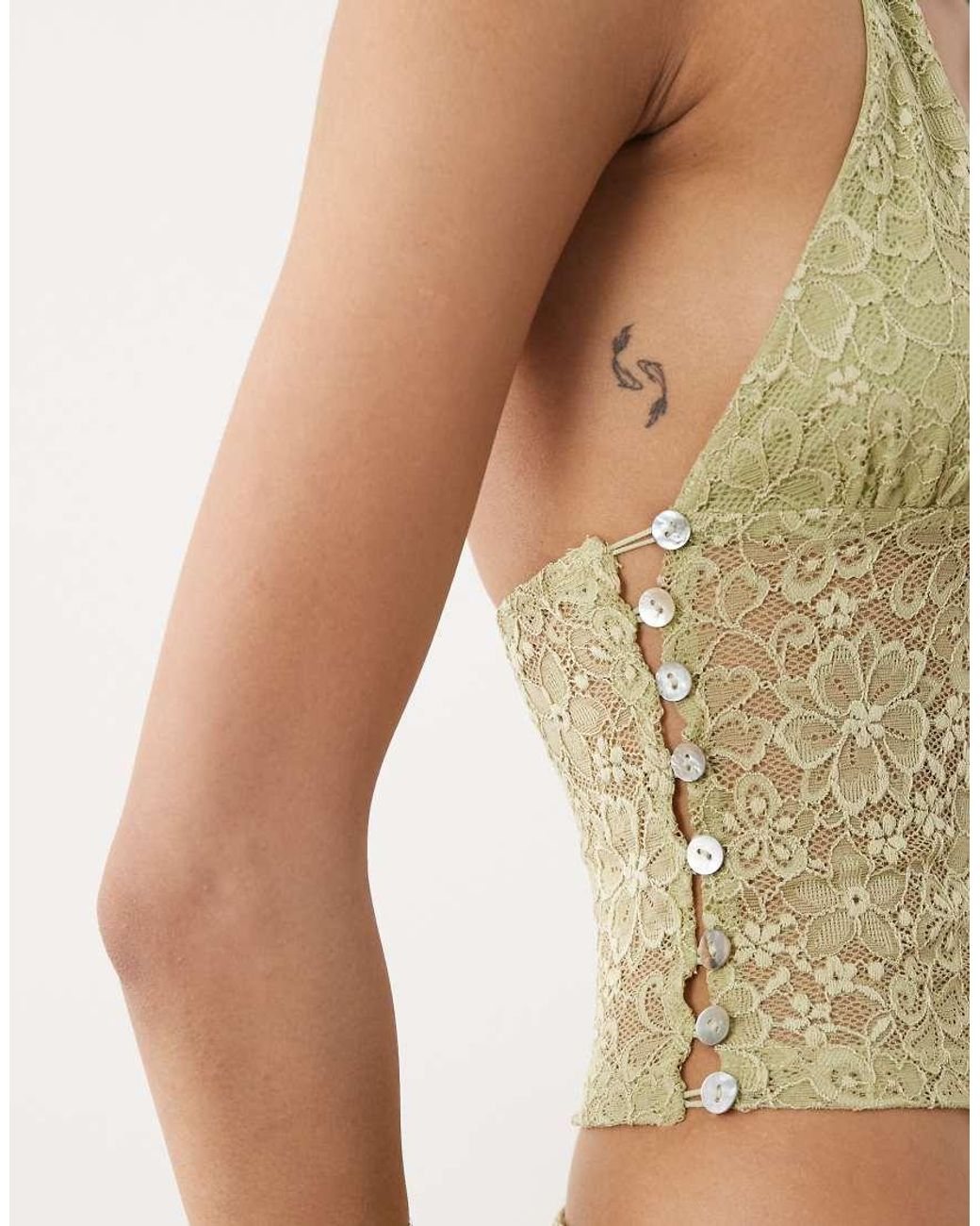 Motel Natural Calora Lace Halter Top