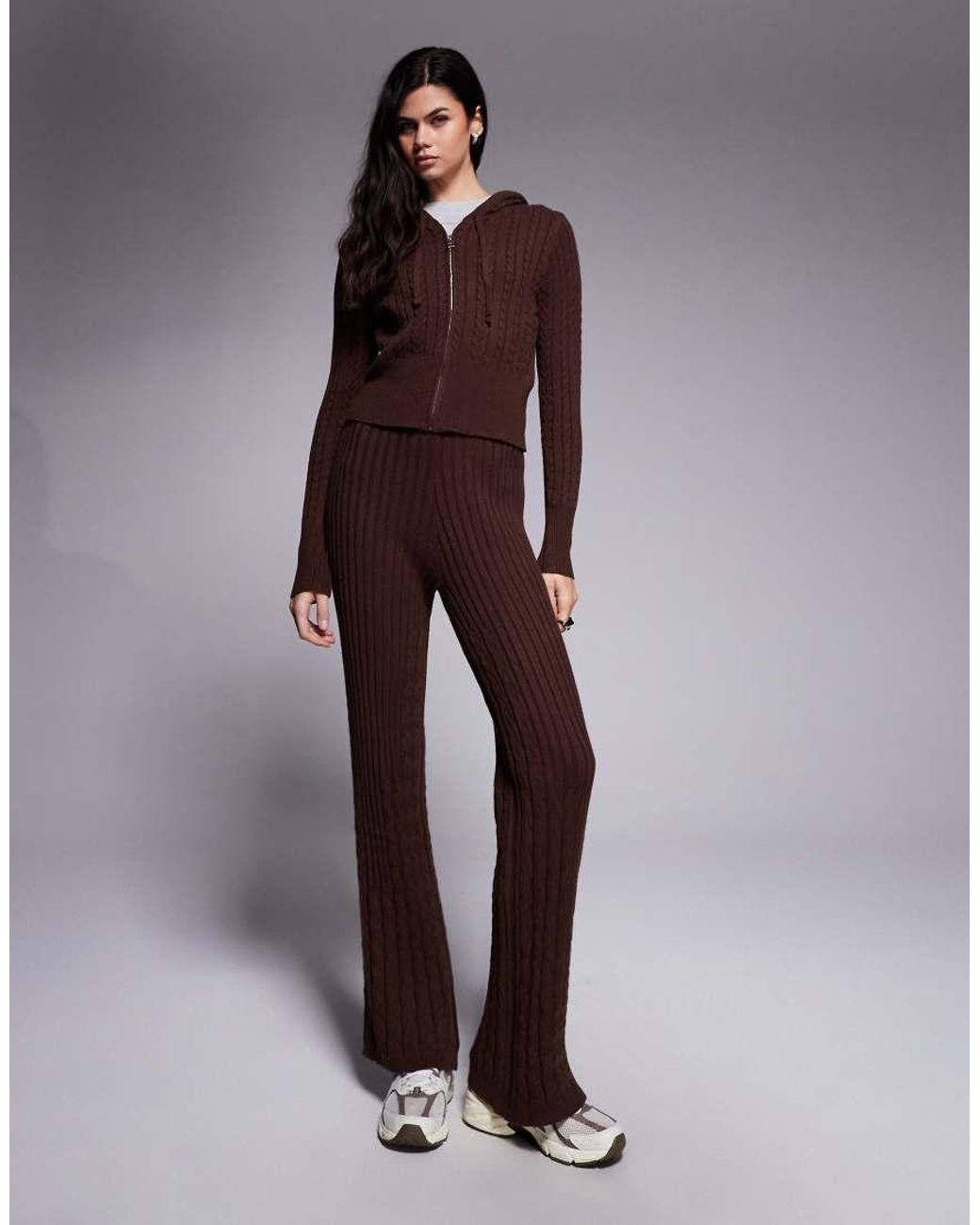 River Island Purple Cable Knit Loungewear Hoodie Co-ord