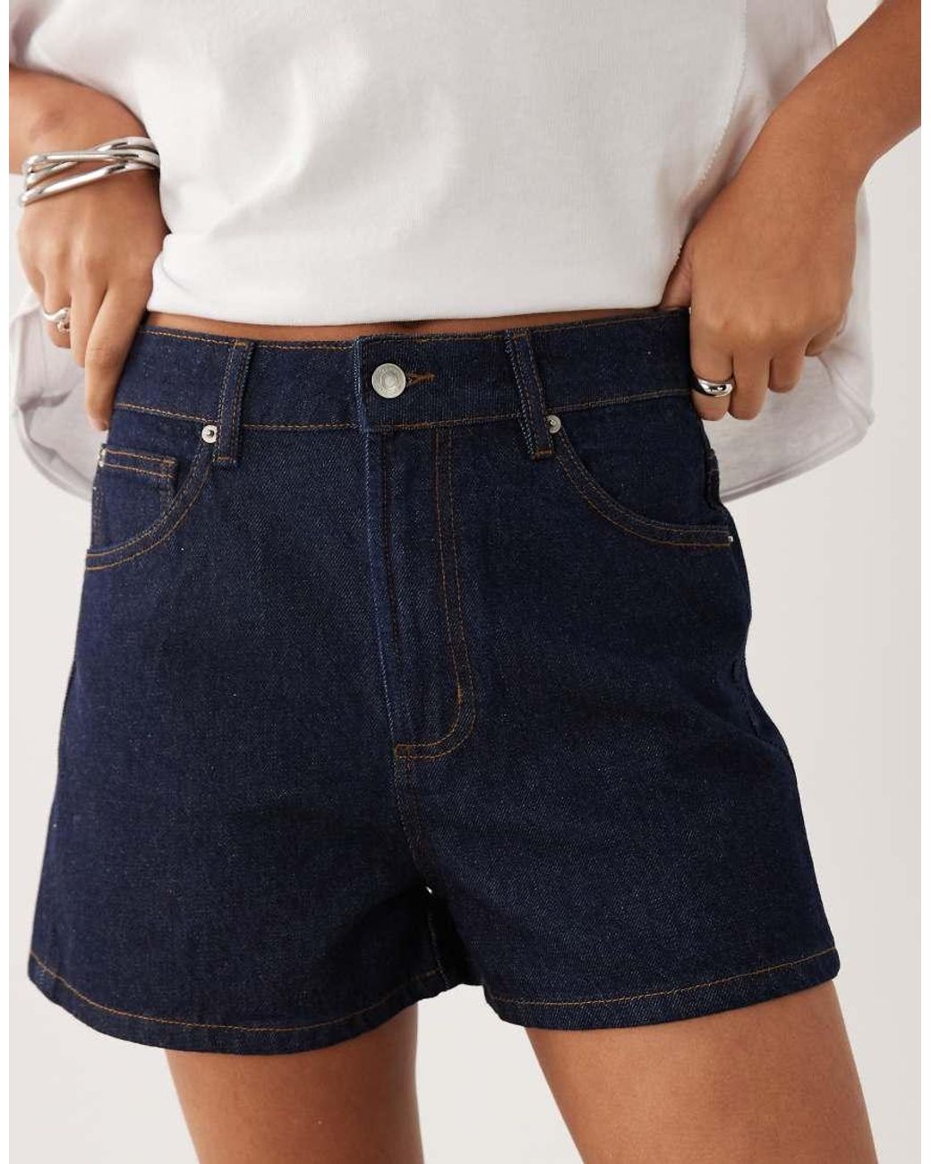 ASOS White High Waist Denim Shorts