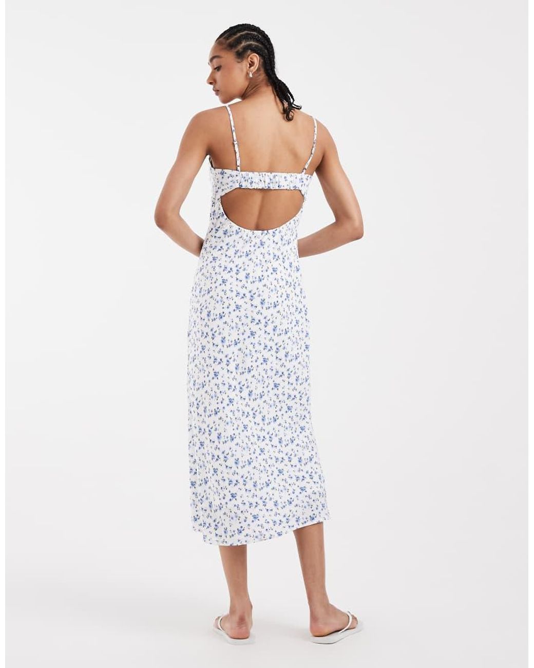 Hollister White Twist Bust Slip Midi Dress
