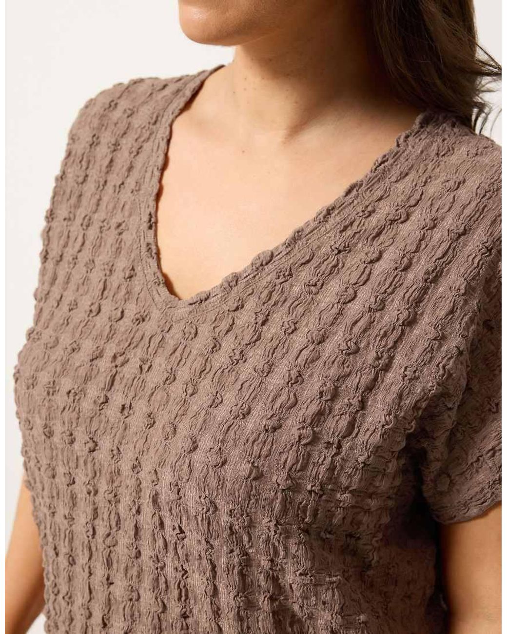 Yours Clothing Brown Bubble Textured T-Shirt