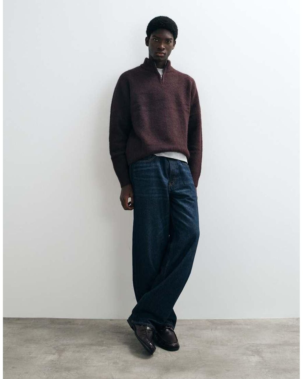 ASOS Black Oversized Knitted Funnel Sweater for men
