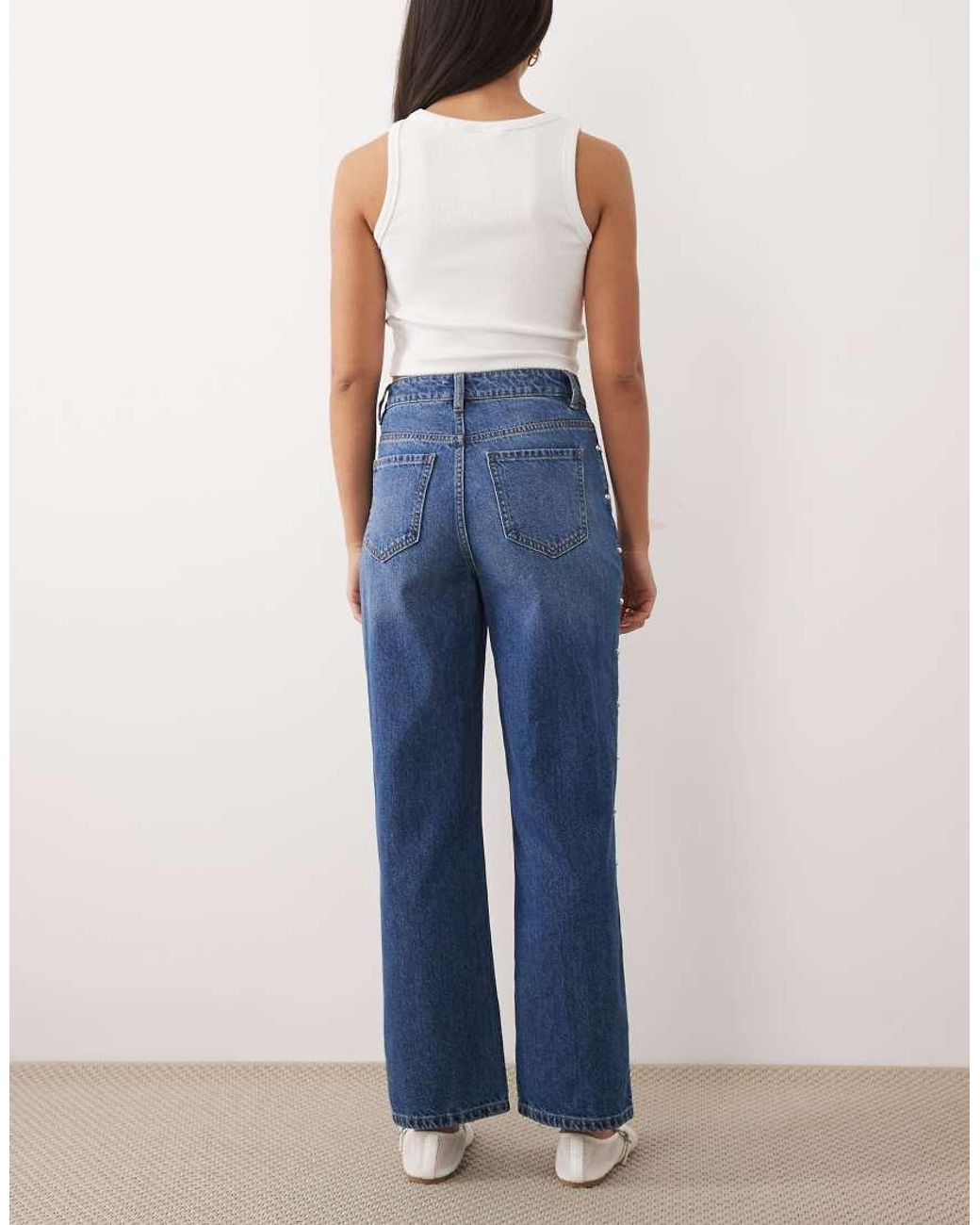 Miss Selfridge Blue Studded Denim Jeans