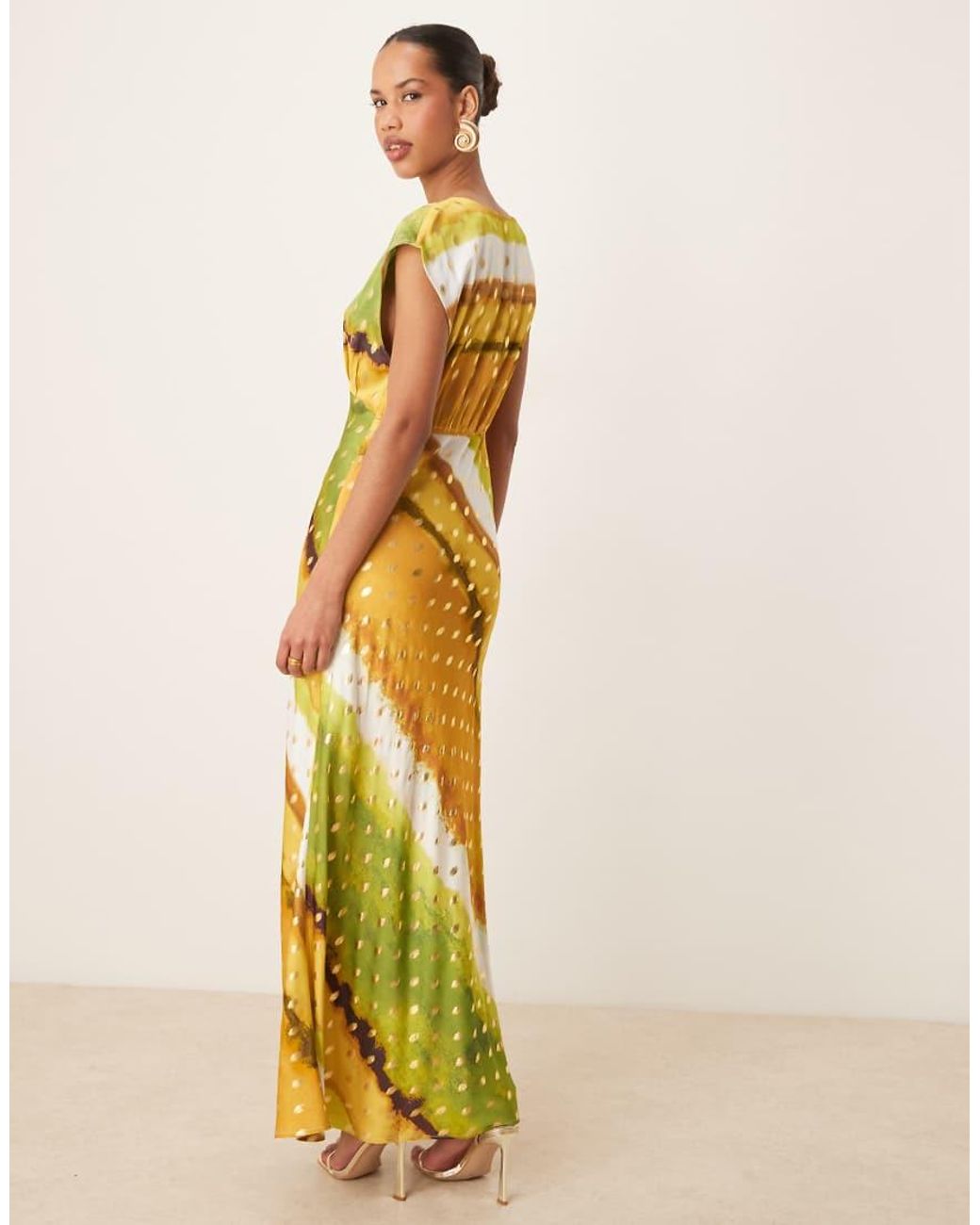 Never Fully Dressed Yellow Metallic Midaxi Dress