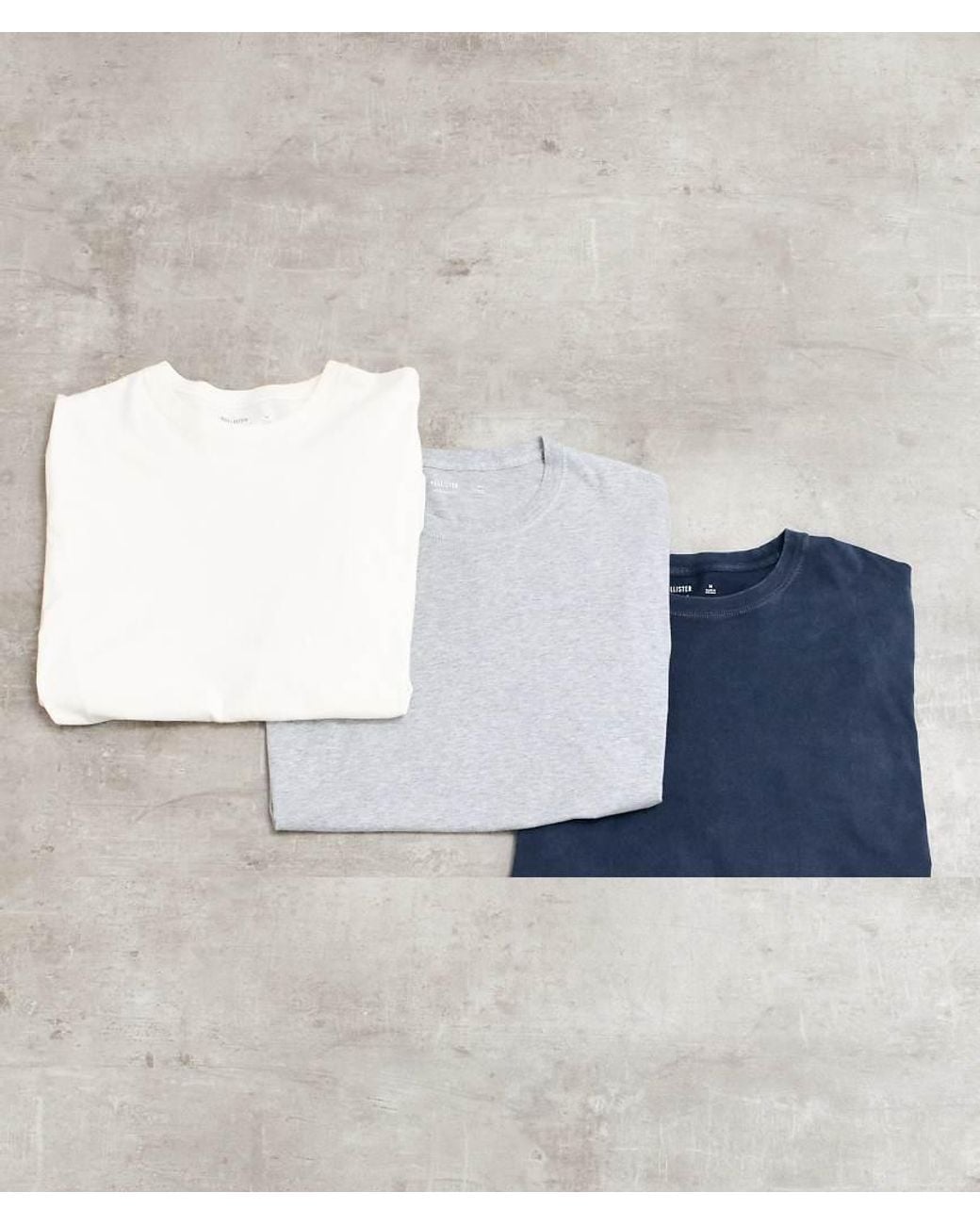 Hollister Blue 3 Pack Long Sleeve T-shirts for men