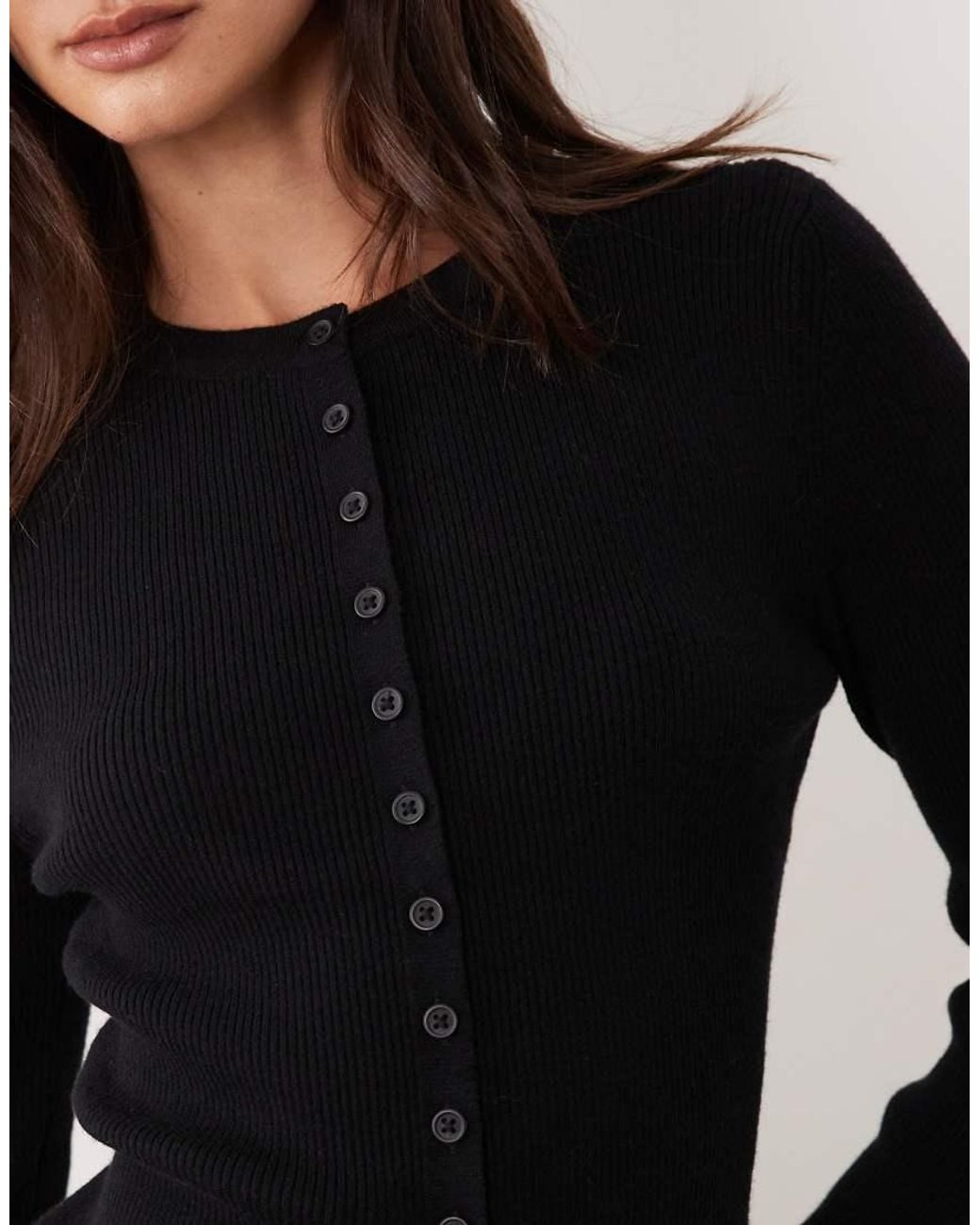 ASOS Black Fitted Rib Knit Longline Cardigan