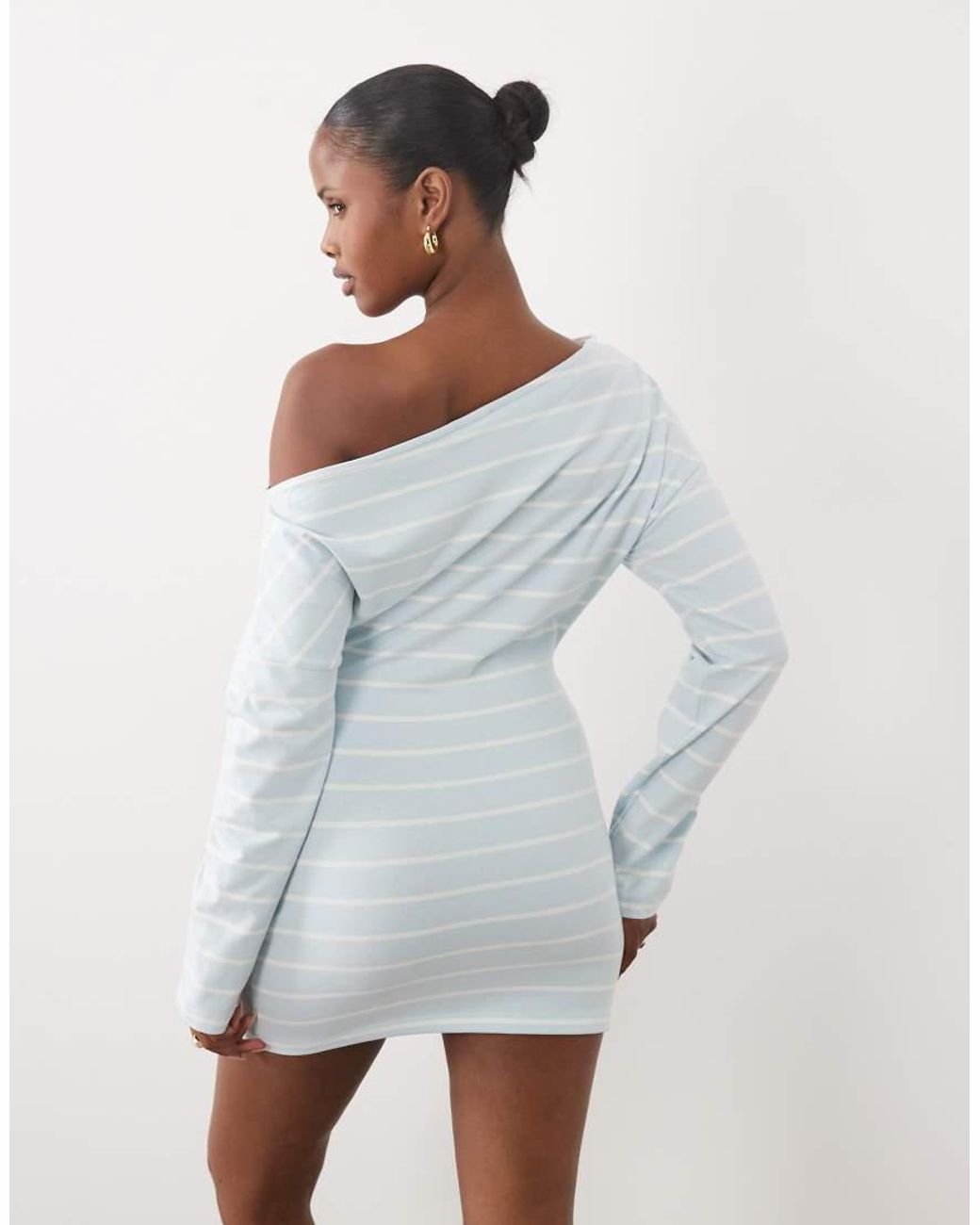 The Frolic Gray Exclusive Off Shoulder T-shirt Mini Dress