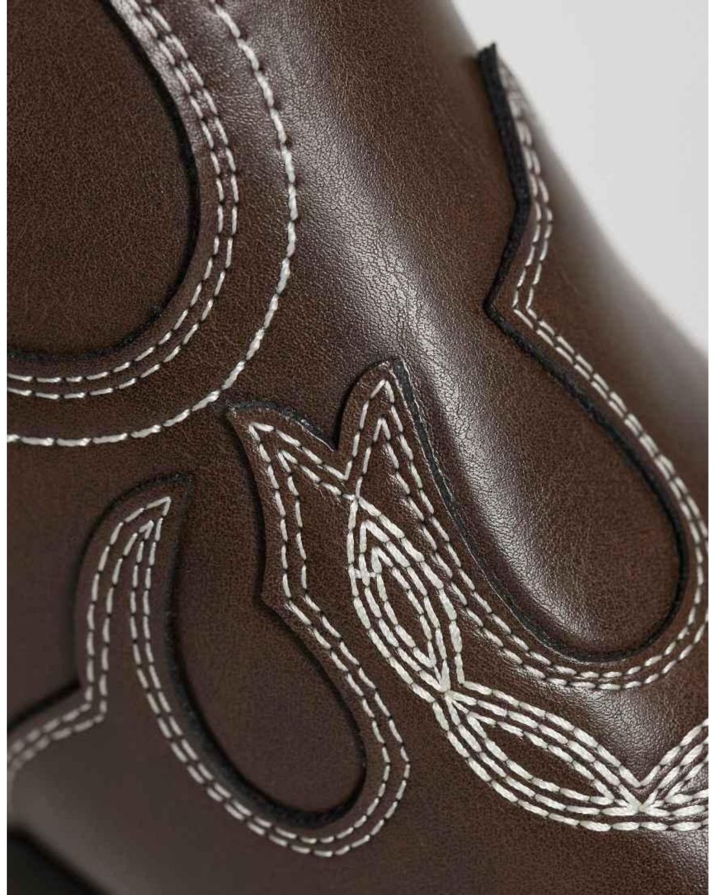 ASOS Brown Zip Up Boots With Cuban Heels And Cowboy Detailing for men