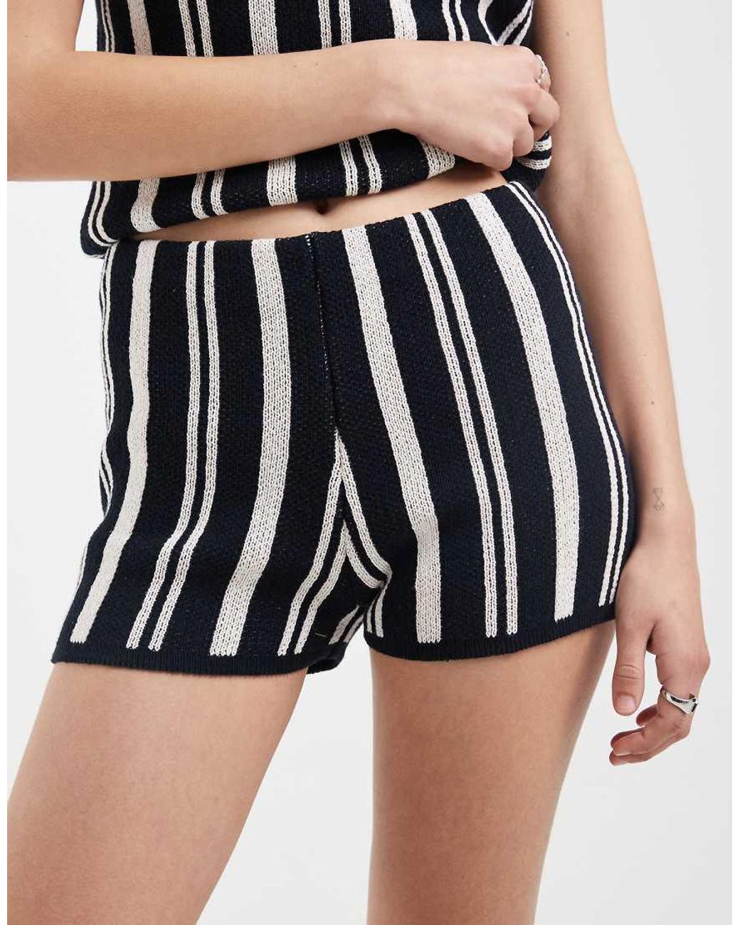 ASOS White Knitted Cotton Blend Micro Short Co-ord