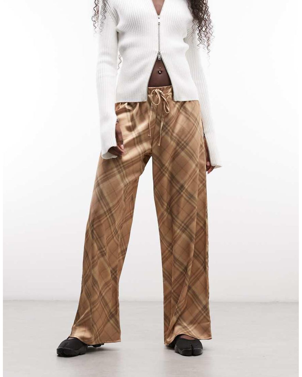 Reclaimed Vintage Natural Satin Wide Leg Trouser