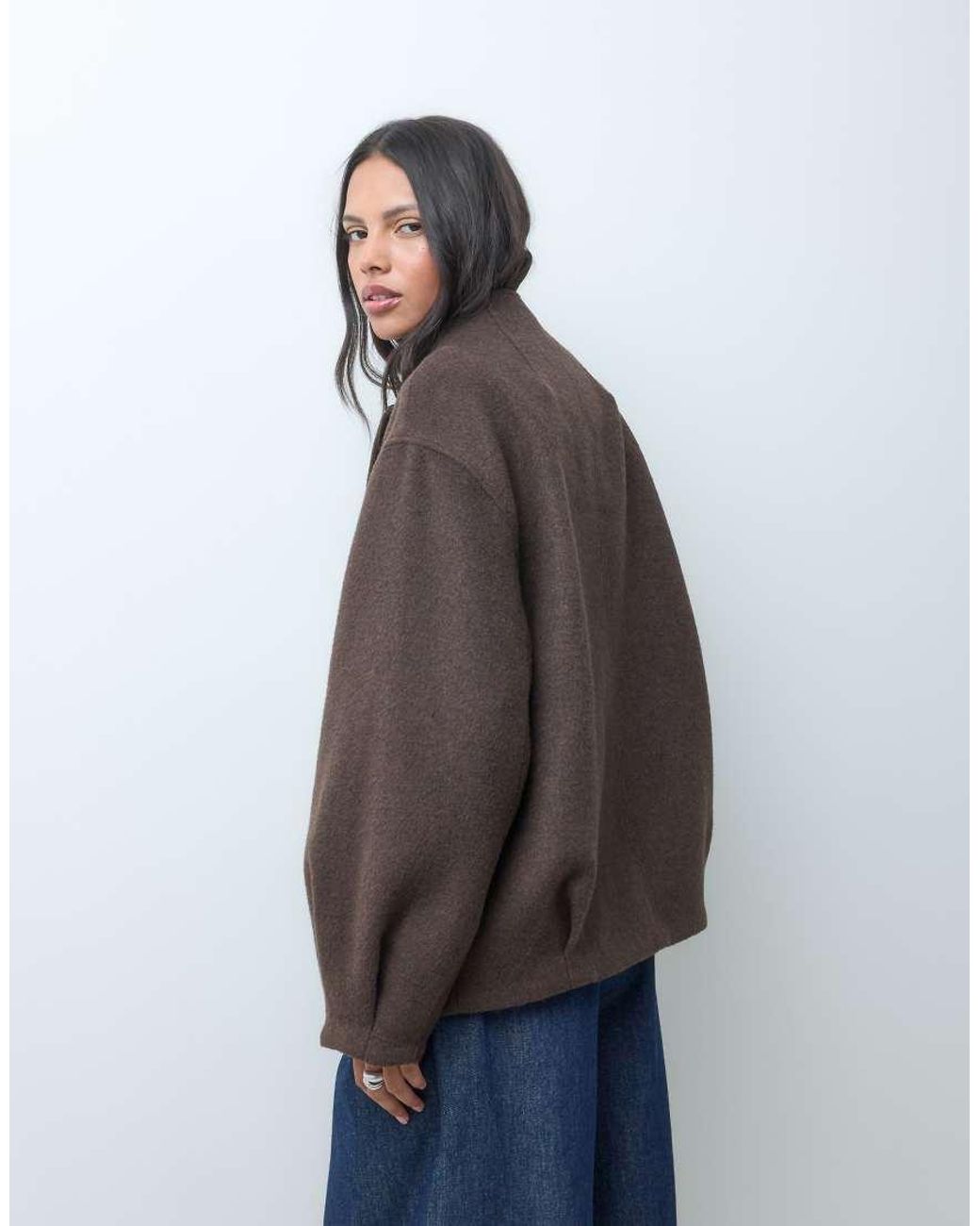 ASOS Blue Short Formal Waterfall Coat With Wool