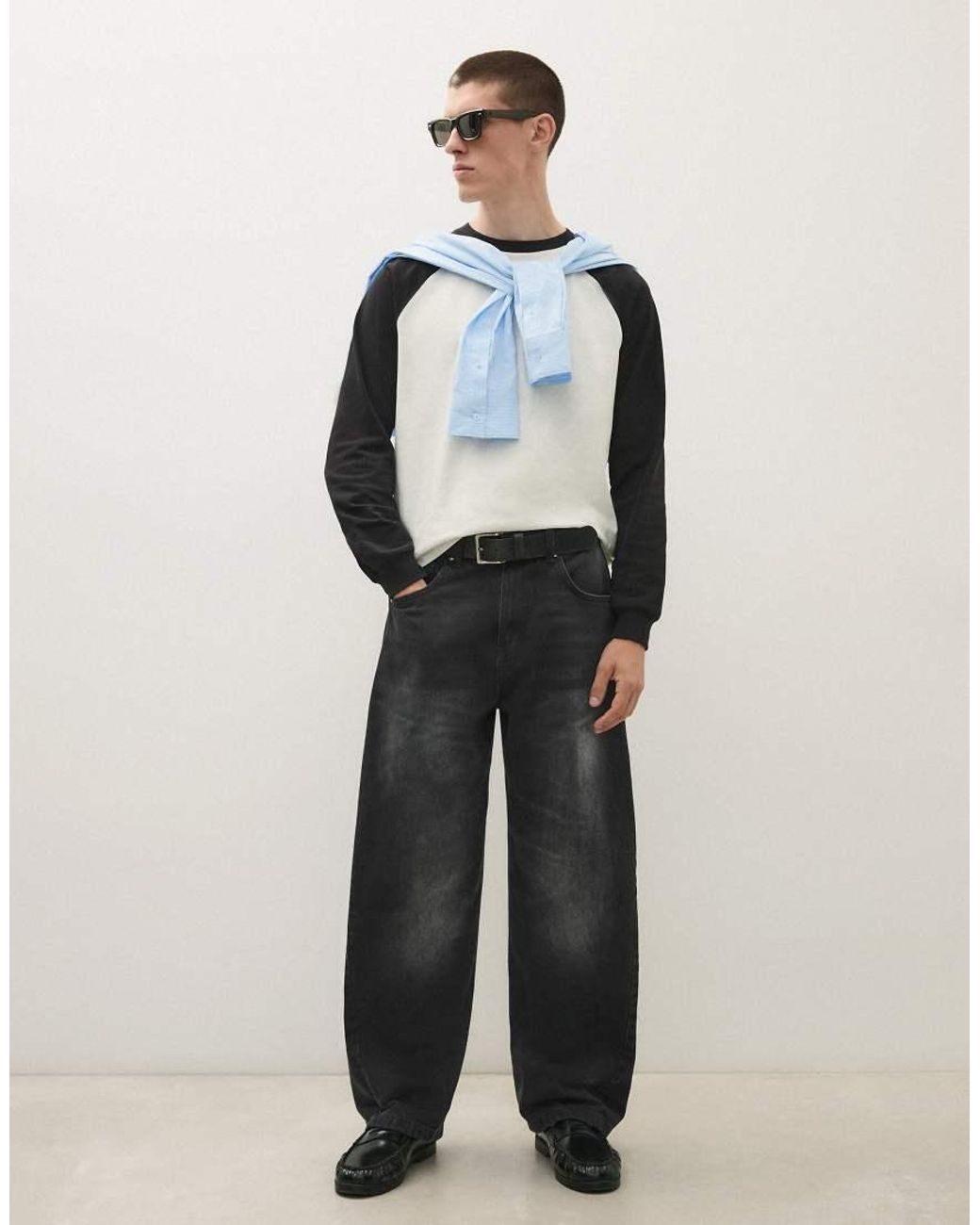 Bershka Black Twisted Fit Jeans for men