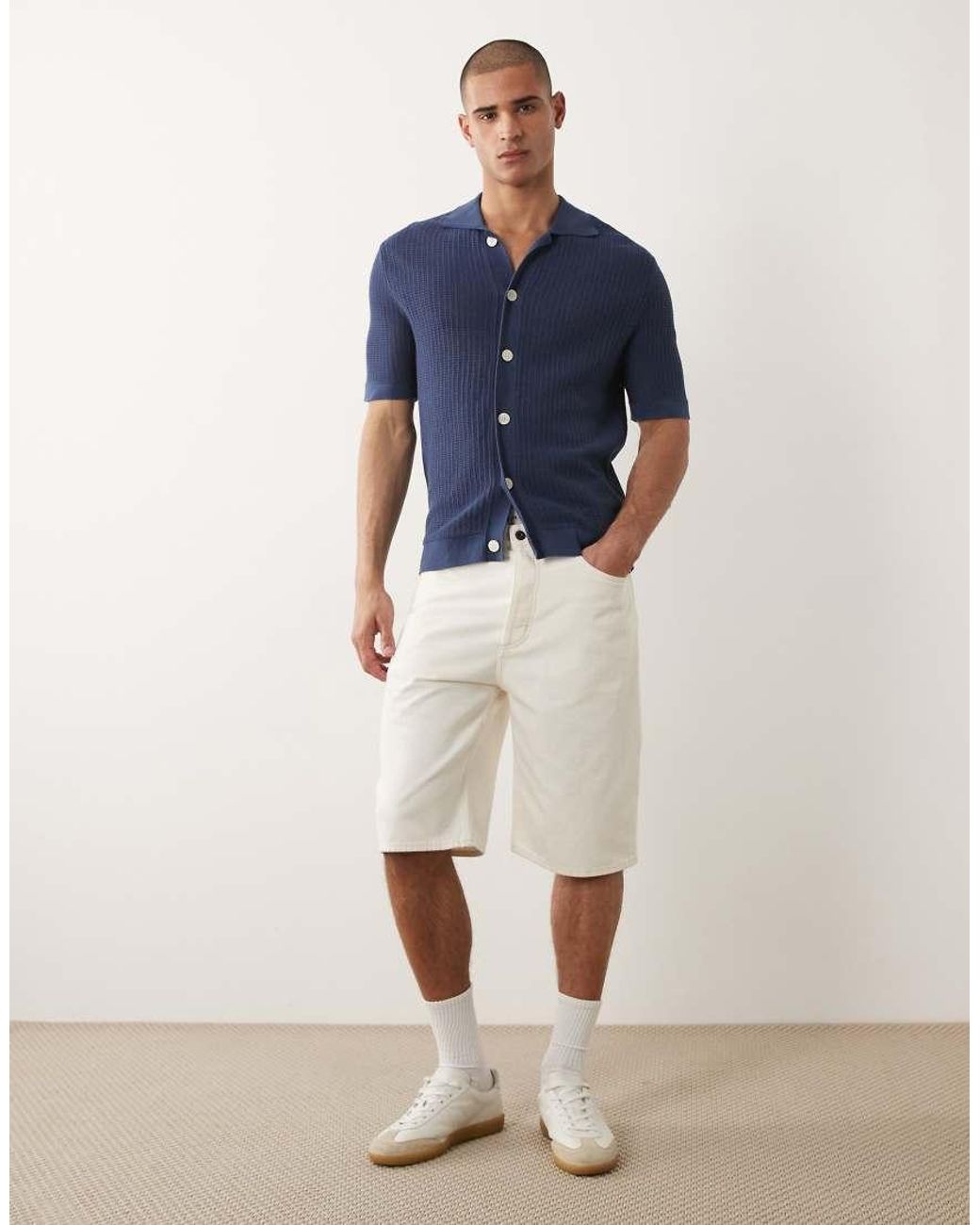 SELECTED Gebreid Vest Met Knopen in het Blue voor heren