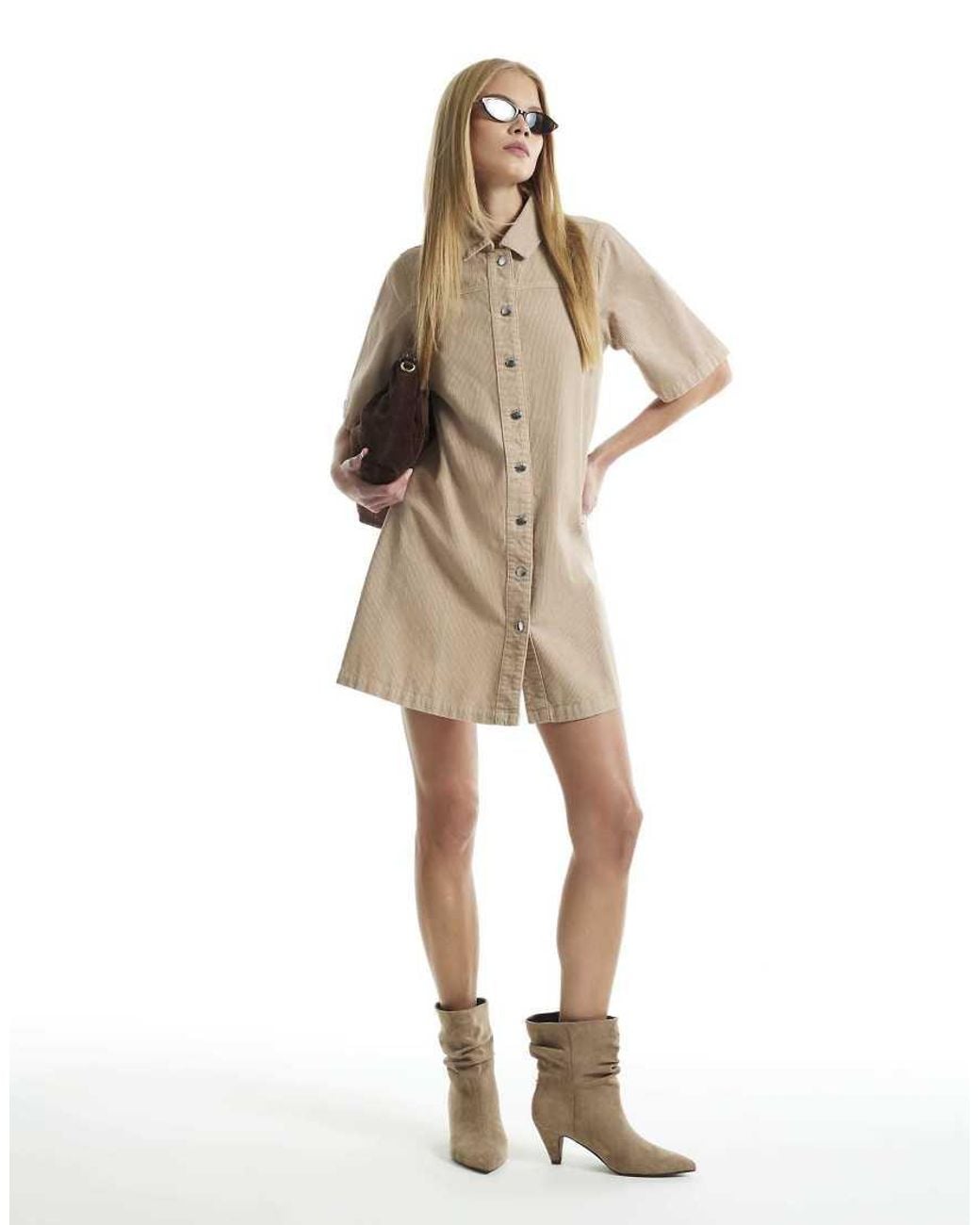 River Island Natural Corduroy Smock Dress