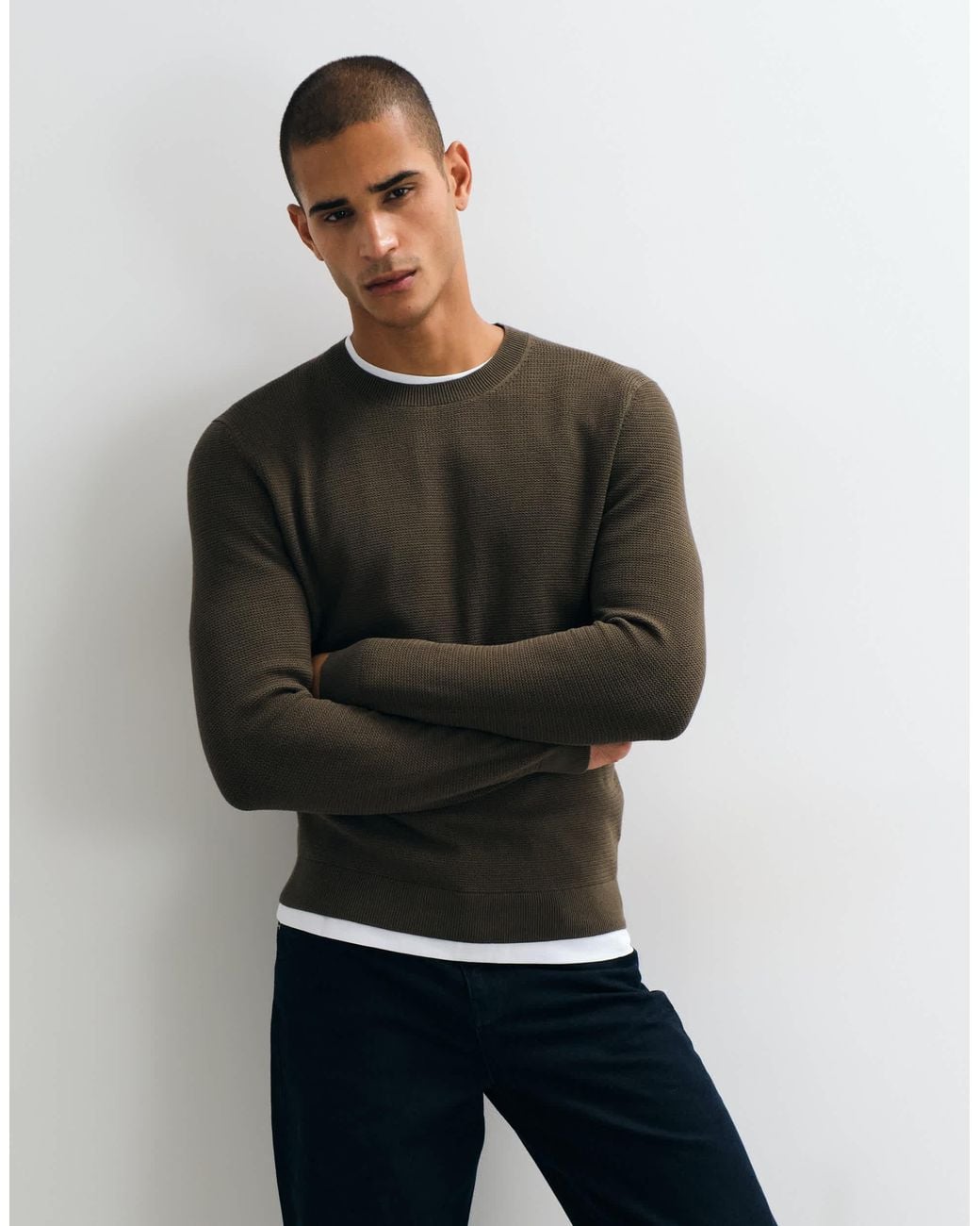 Mango Gray Knitted Jumper for men
