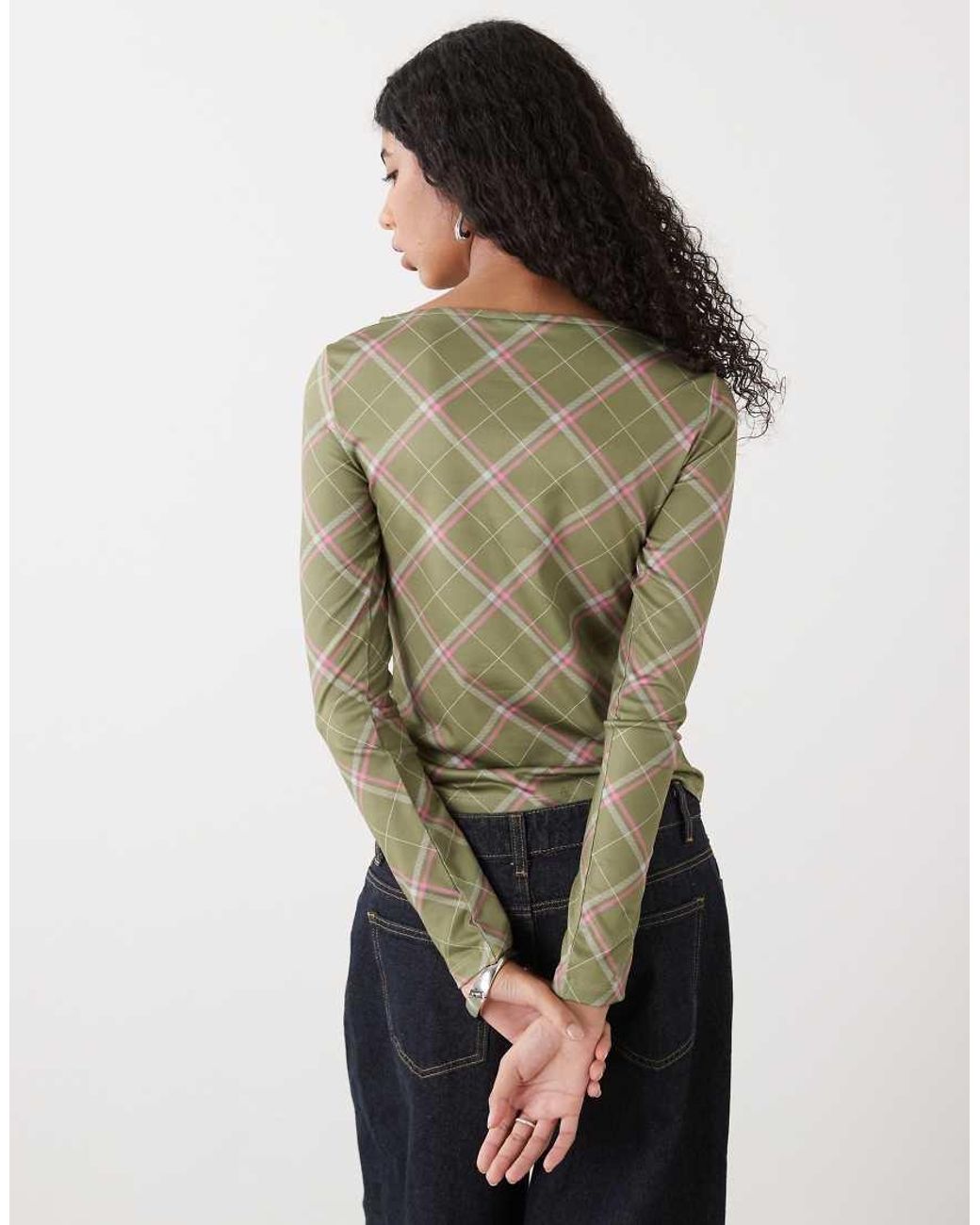 Reclaimed Vintage Green Slash Neck Top
