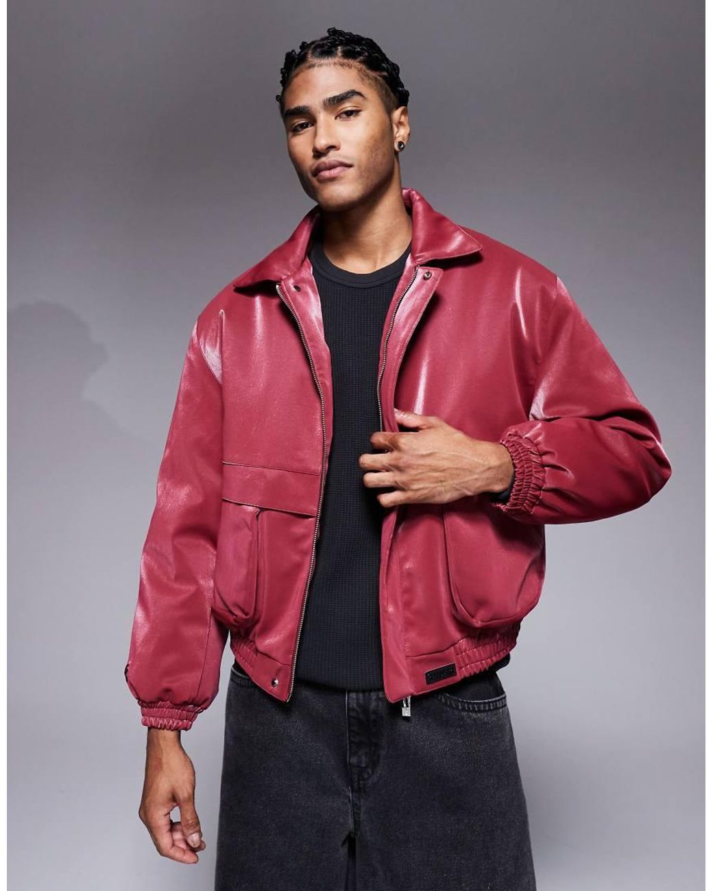 ジャケット・アウター   Red Label Leather Jacket Sixth June Faux Leather Panelled Jacket in Red for Men | Lyst UK