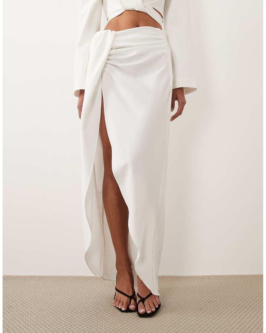 ASOS Natural Asos X The Sourced Collection Draped Maxi Skirt